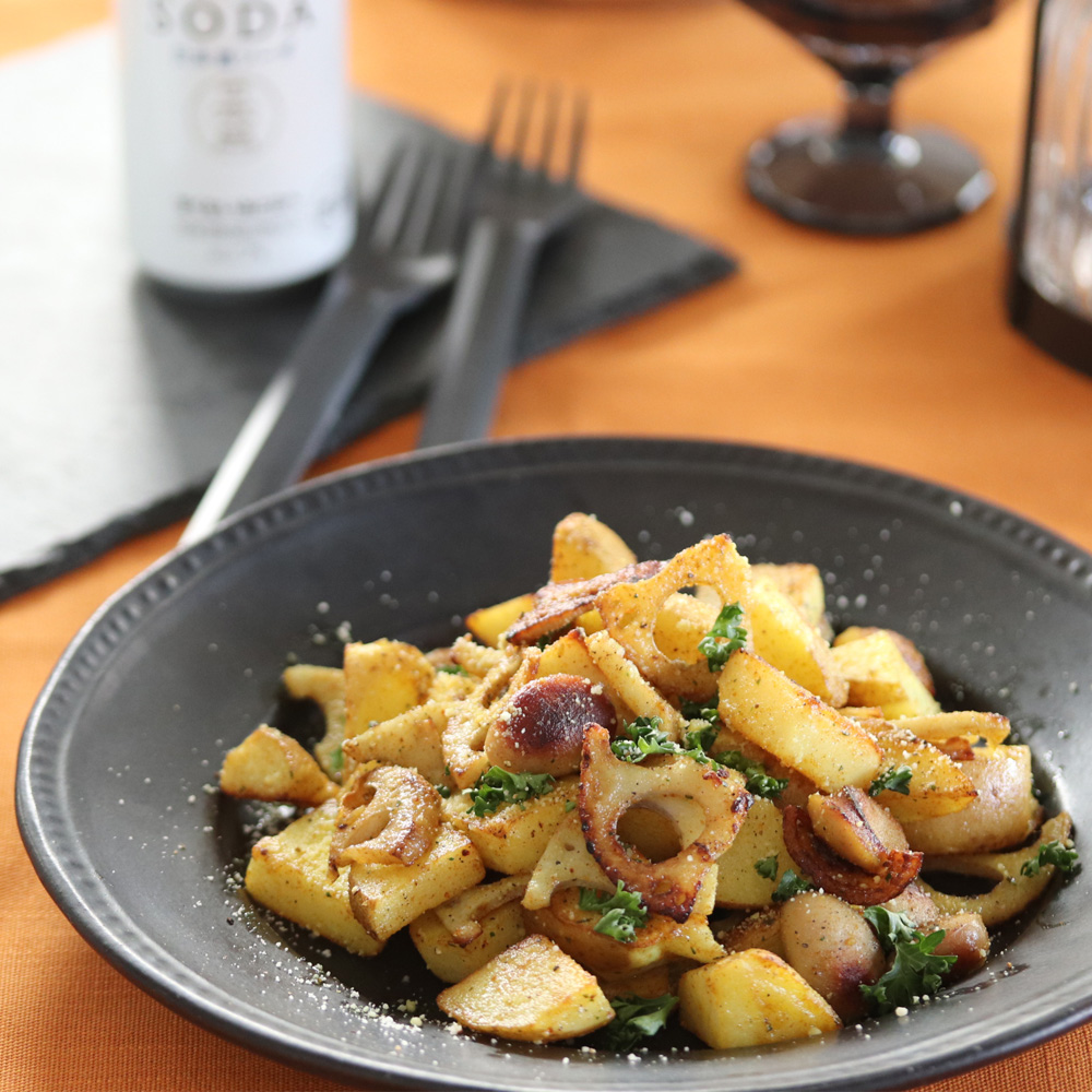 れんこん入りジャーマンポテトカレー風味